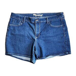 OLD NAVY Solid All Blue Denim Jean Sweetheart Shorts Womens Size 16